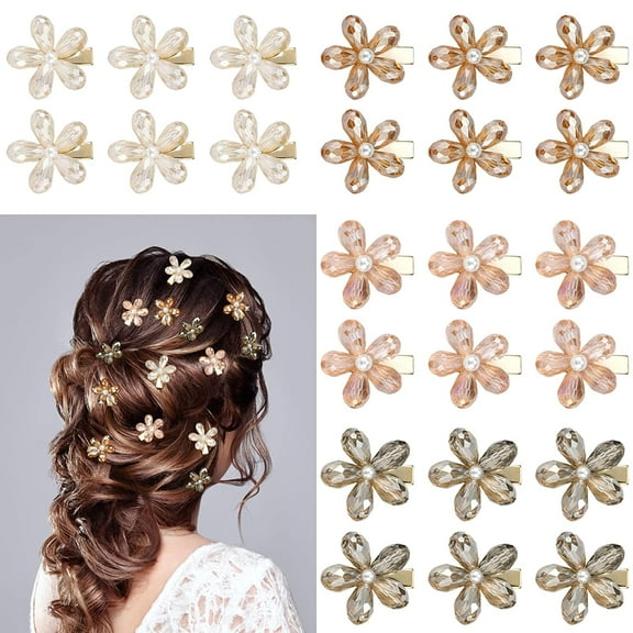 24 Pcs Flower Hair Clips Small Hair Clips For Women, Cubaco Tiny Hair Clips Crystal Hair Clips Small Flower Hair Clips