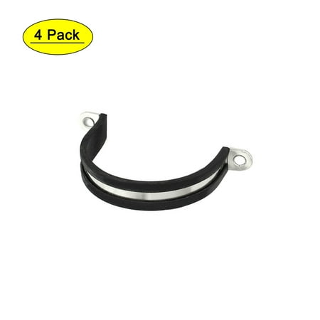 

50mm Dia Rubber Lined U Shaped 304 Stainless Steel Pipe Clip Hose Clamp 4pcs