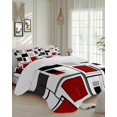 4 Piece Duvet Cover Set Full, Red Color Block Abstract Geometric Soft ...