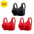 thumbnail image 2 of Fanxing Bra Pack of 3 Bra for Seniors Plus Size Lace Bra Comfortable Underwire Bras Convenient Cotton Bras for Older Women No Underwire L：34C/34D/34DD；36A/36B/36C, 2 of 6
