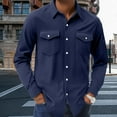 thumbnail image 2 of Bwdbhd Men's Cotton Lightweight Jackets Mens Shacket Long Sleeve Shirt Jacket with Pockets Lightweight Overshirt Navy,3XL, 2 of 5