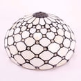 QAM Tiffany Lamp Shade Replacement 12X6 Inch Cream Amber Stained Glass