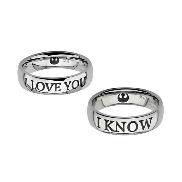 Juego de anillos STAR WARS I Love You/I Know de acero inoxidable