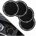 thumbnail image 1 of wonima02 Car Coasters, 4 Pack Universal Vehicle Bling Car Coaster, Crystal Rhinestone Coaster for Cup Holders, Car Interior Accessories 2.75'' Silicone Anti Slip Car Coasters for Women (Black), 1 of 1