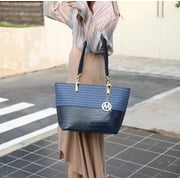 MKF Collection Sasha Vegan Leather Women's Tote Bag with Matching Wallet, Modern Hobo Purse Handbag by Mia K -White