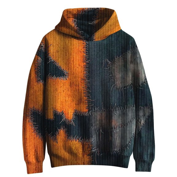 Tisuna Mens Halloween Hoodies Graphic Print Long Sleeve Hooded Tops Stretch Men Festival Theme Party Hoody Size L