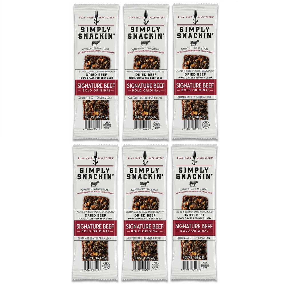 Simply Snackin' Beef Protein Snack Signature Beef BOLD Original Size 6Pack