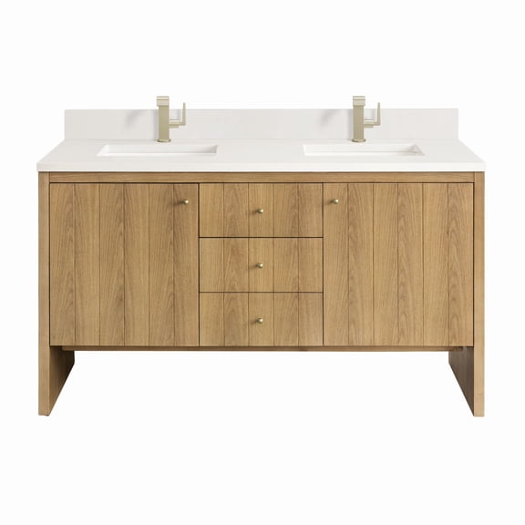 James Martin Vanities 435-V60d-1Wz Hudson 60" Free Standing Double Basin Poplar Wood