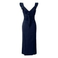 thumbnail image 5 of Siilsaa Long Formal Dress Women 2024 Summer Flutter Short Sleeve V Neck Swiss Dot Smocked A Line Tiered Maxi Dresses Navy,L, 5 of 9