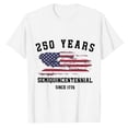 thumbnail image 2 of 250 Anniversary Usa Shirt Summer Tops for Women Graphic Tees Stylish Printed Short Sleeve Round Neck Comfortable Casual Daily Everyday Wear White, 2 of 5