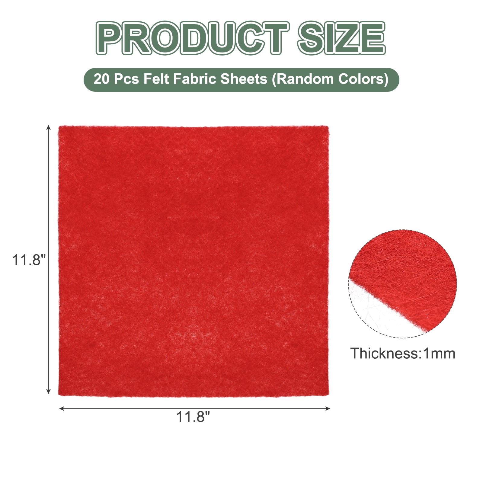 Uxcell Felt Fabric Sheets, 11.8" x 11.8" Assorted Colors Stiff Felt Sheets Squares Nonwoven Patchwork for Crafts DIY Sewing Projects Decoration (20 Color, Pack of 20)