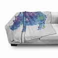 thumbnail image 3 of Hippo Soft Flannel Fleece Throw Blanket, Standing Hippo Silhouette Ornamented with Colorful Watercolor Effect Print, Cozy Plush for Indoor and Outdoor Use, 50" x 70", Multicolor, by Ambesonne, 3 of 6
