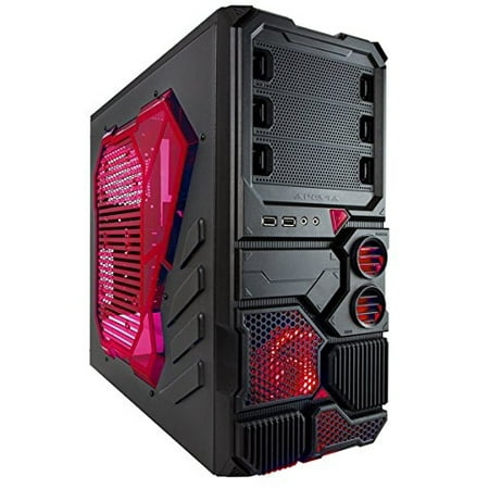 Cases For Pc, Apevia Mid Tower 120mm Red Led Fan Desktop Pc Gaming