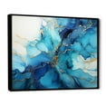 thumbnail image 2 of Designart Abstract Shapes framed wall art decor, Abstract Shapes framed wall Art, Storm In Gold And Blue: Alcohol Ink , gold Large black framed wall art, 40x30 inches black frame, 2 of 5
