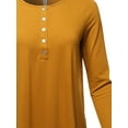 thumbnail image 4 of A2Y Women's Premium Solid Long Sleeve Dolphin Hem Shell Button Henley Top Shirt Dark Mustard XL, 4 of 6