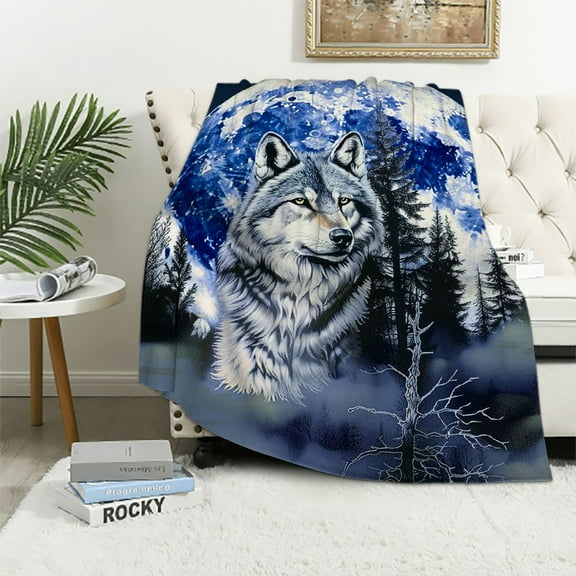 Nawypu Super Soft Mink Quality Korean Style Queen Blanket - Grey Wolf Head