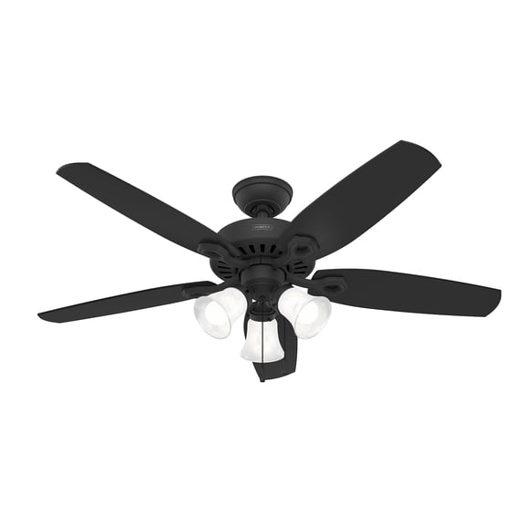 Restored Hunter Fan 52 inch Casual Matte Black Finish Indoor Ceiling Fan with LED Light Kit and Pull Chain (Refurbished)