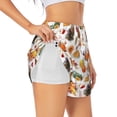 thumbnail image 1 of Balery Thanksgiving Turkeys 1 Pantalones cortos deportivos para mujer con forro y dos bolsillos, elásticos, para entrenamiento, gimnasio, yoga-Small, 1 of 7