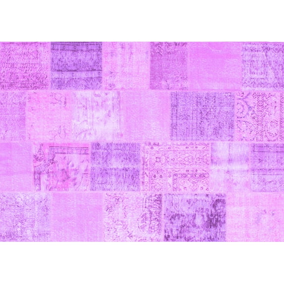 Ahgly Company Indoor Rectangle Patchwork Purple Transitional Area Rugs, 5' x 8'