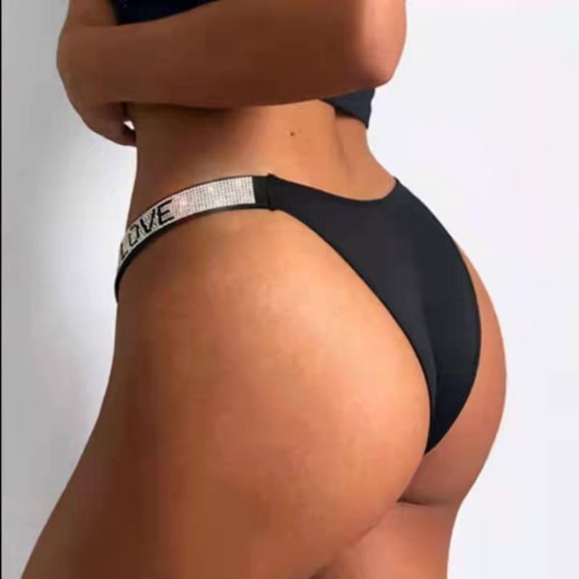 Sexy diamantes de imitación Fitness deportes Hip Lifting ropa interior cintura baja alta horquilla Bikini media funda en forma de T bragas Sexy ropa interior Tan Jianjun unisex