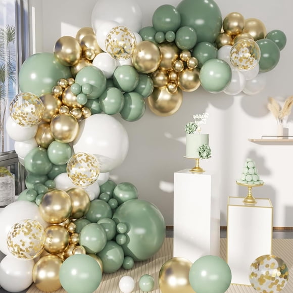 Kit de arco de globos A Archloon de 150 piezas, verde salvia y dorado
