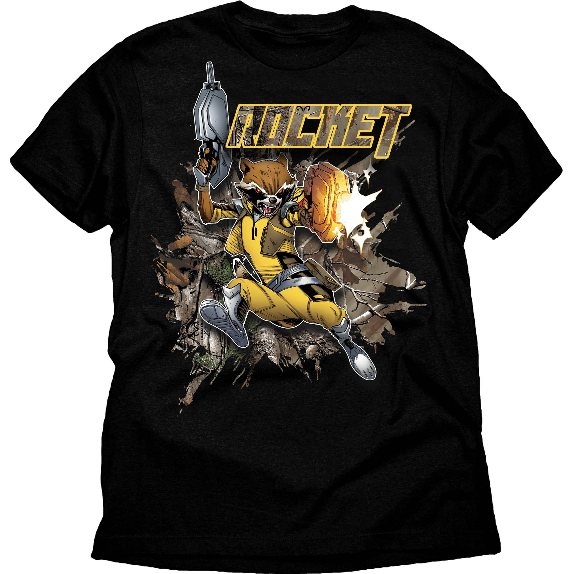 Guardians of the Galaxy Boys' Short Sleeve Real Tree Rocket Tshirt