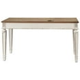 thumbnail image 3 of Transitional Wooden Office Desk with Carvings and Drawers White and Brown - Saltoro Sherpi, 3 of 5