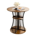 thumbnail image 3 of Yoneston 30-inch Round Dining Table, Wood Metal Base Kitchen Table with 8 Storage Shelves for Bistro Kitchen Dining Room Living Room, Rustic Brown (Only Table), 3 of 9