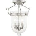 thumbnail image 2 of 3 Light Polished Nickel Ceiling Light fixture with Clear Glass Shade, 2 of 5
