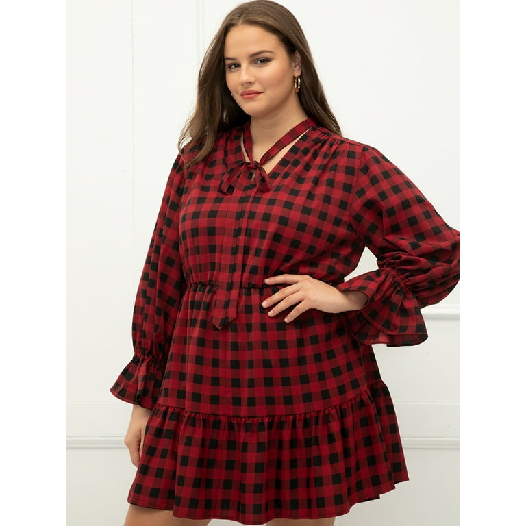 Buffalo plaid dress plus size hotsell