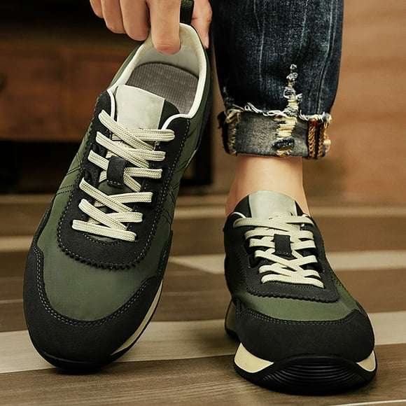 XIMIN Men and Women's Platform Sneakers Retro Neutral Classic Trainers Colorblock Casual Lace-up Stylish Tennis Chunky Walking Fashion Shoes Footwear (42, Green)