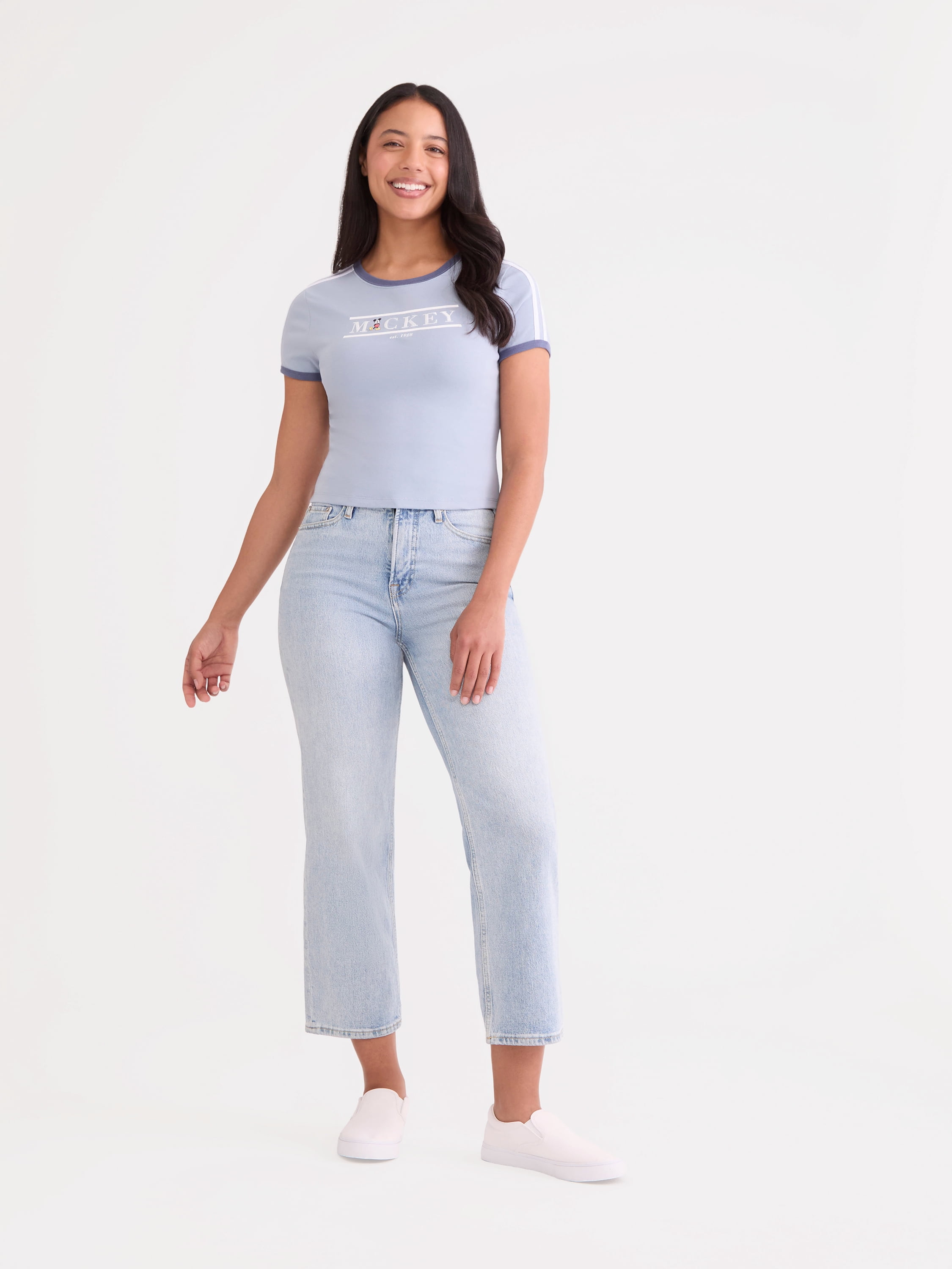 Mickey Mouse Women’s Graphic Baby Tee, Sizes XXS-XXL
