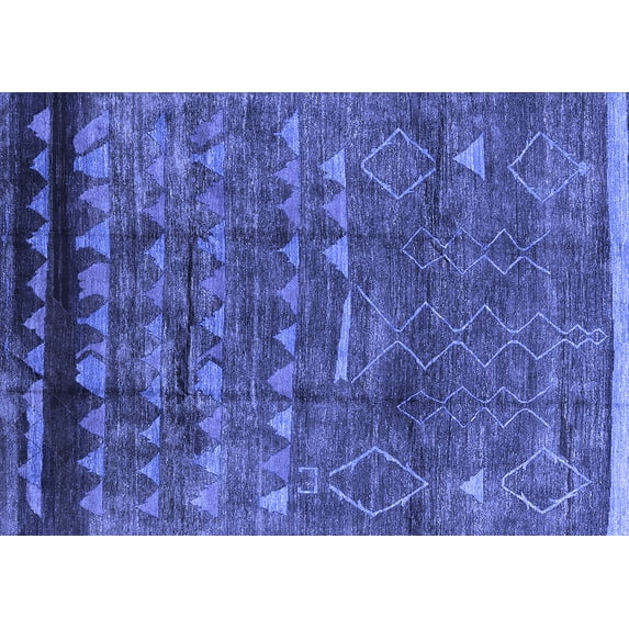 Ahgly Company Indoor Rectangle Solid Blue Modern Area Rugs, 2' x 4'