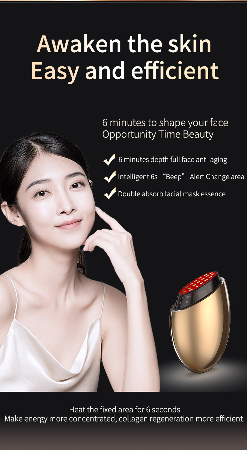 High-Frequency Facial Toning Wand with Red Light, At-Home Skin Rejuvenation Device for a Firmer-Looking, Sculpted Appearance