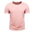 thumbnail image 5 of FINALGANG Mens Scoop Neck Short Sleeve Tee Soft Stretchy Relaxed Fit Plain Solid Color Everyday Basic Casual Top Leisure TShirts Pink S, 5 of 7