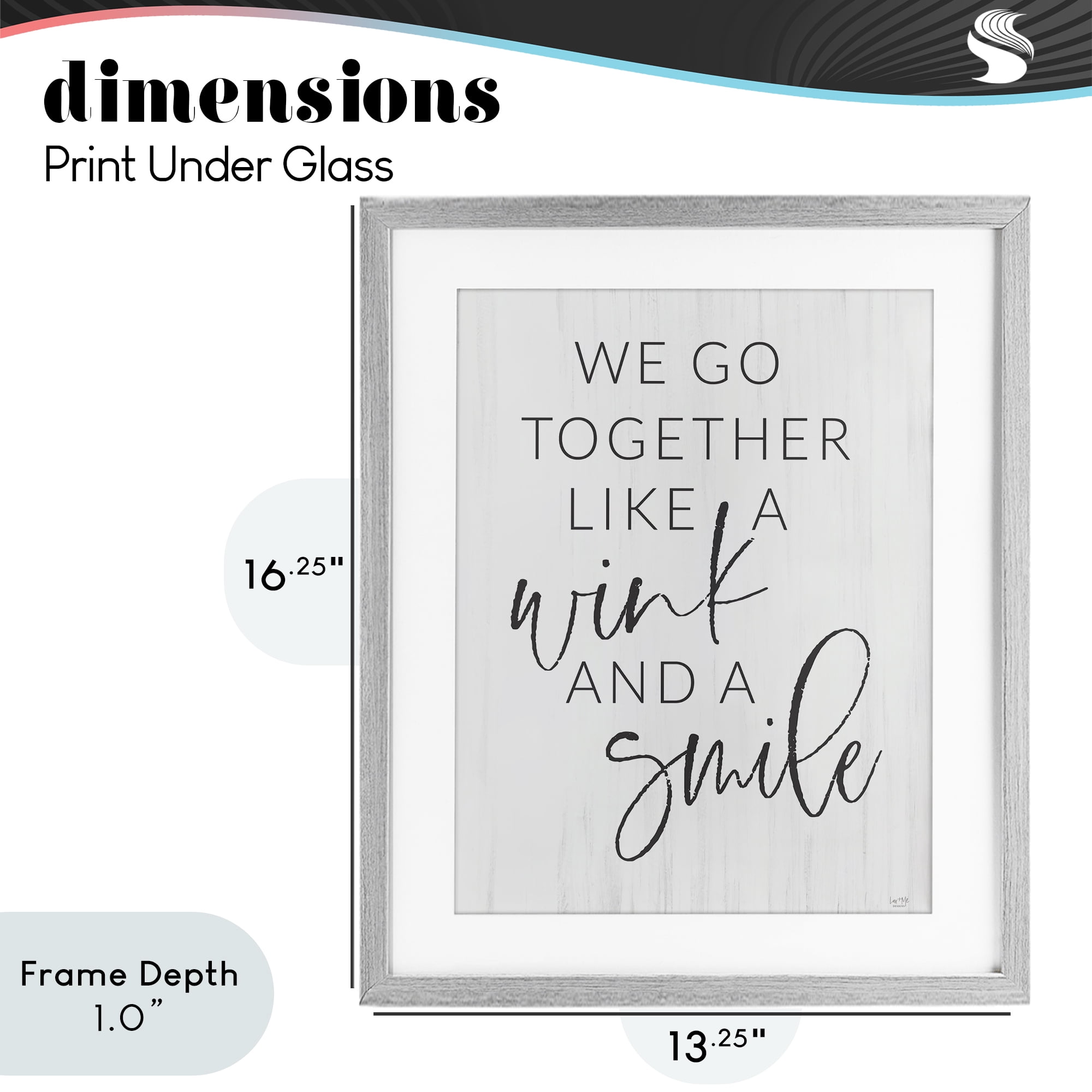 Stupell Industries Go Together Like Wink & Smile Gray Framed Print Under Glass, design by Lux + Me Designs