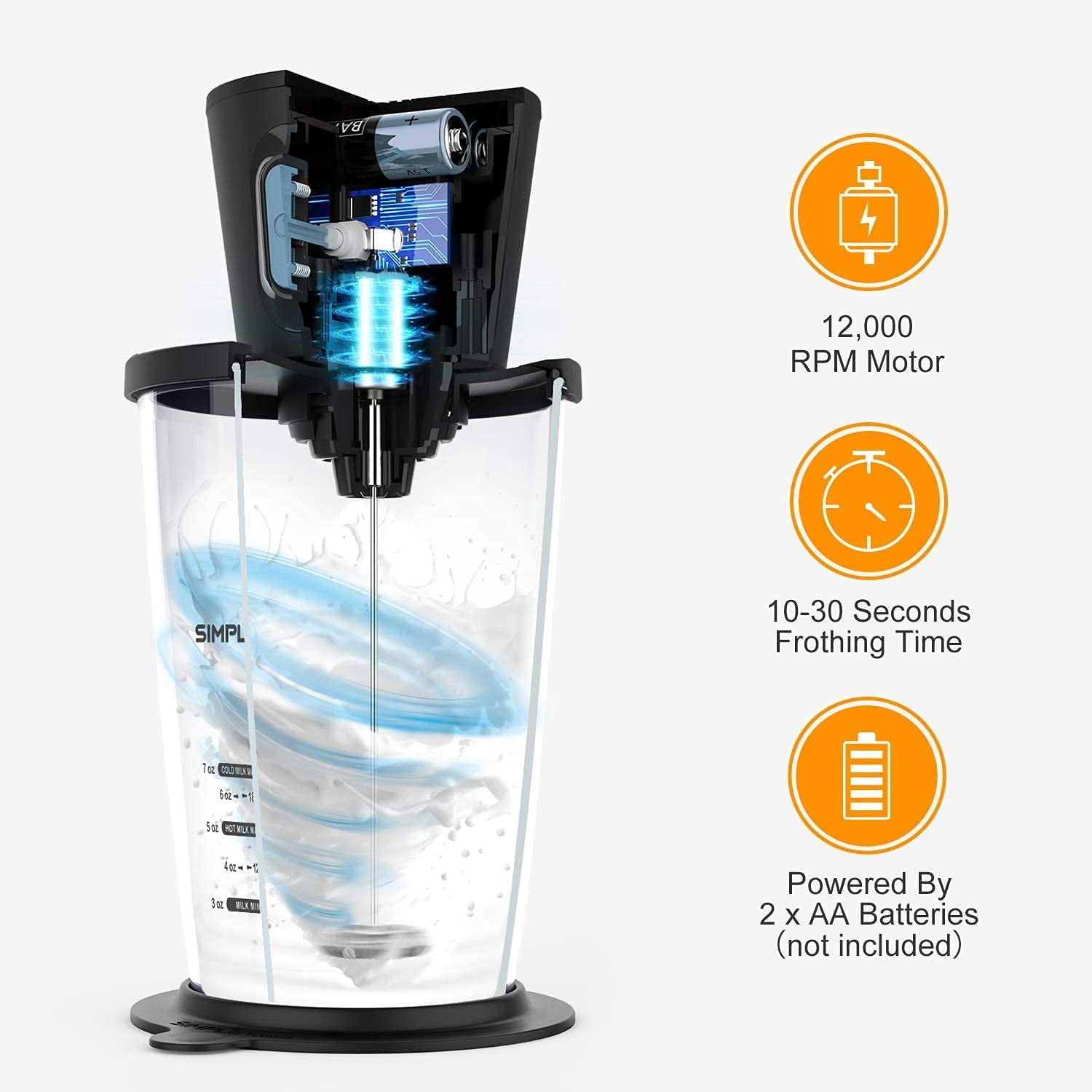 SIMPLETaste Milk Frother Handheld Battery Operated Electric Foam Maker –  J'ouvert Coffee