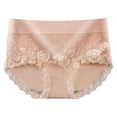 thumbnail image 3 of HNMKIU Women Panties Mid Waist Comfortable and Breathable Underwear with Solid Fashion Lace Design Underwear for Women 01_Beige,L, 3 of 5