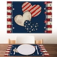 thumbnail image 1 of Manteles individuales de mesa del Día de la Independencia | Lino de rayas de corazón de estrella patriótica | Alfombrillas de comedor decorativas duraderas y fáciles de limpiar | Decoración festiva, 1 of 6