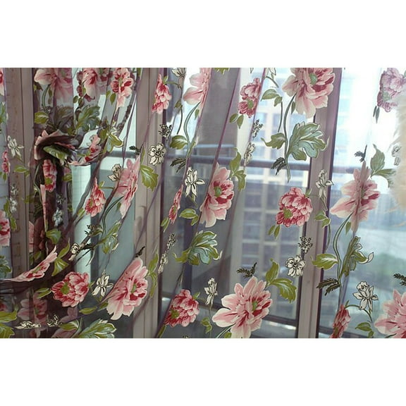 kkbbma under $5 Sheer Curtain Panel, Leaves Sheer Curtain Window, Voile Drape Valance 1 Panel, 100x200cm Fabric Curtain, Rod Pocket Sheer Curtains, Modern Window Treatment Decor