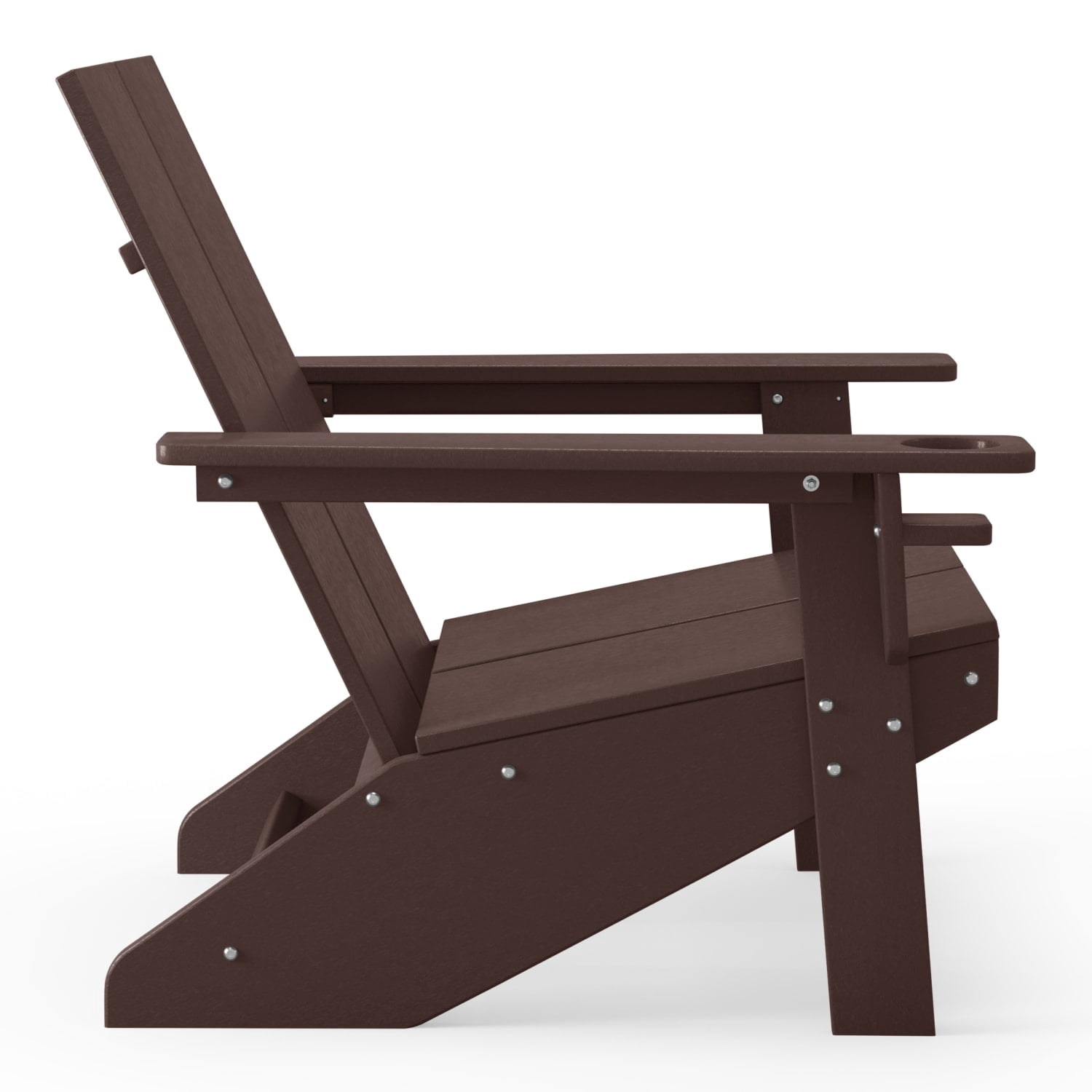 WestinTrends Riviera Outdoor HDPE Modern Adirondack Chair with Cup Holder, Dark Brown