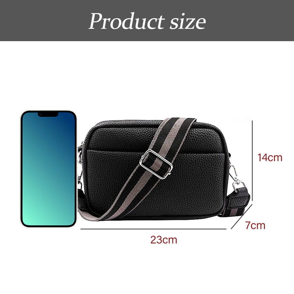 Crossbody Bag for Women Small Leather Camera Purse Thick Strap Cross body Bags Triple Zip Shoulder Bag