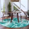 thumbnail image 3 of Ocean Waves Round Area Rug 6Ft Washable Circle Rugs for Bathroom Office, Abstract Turquoise Summer Beach Water Non-Slip Carpet Floor Mats Indoor Outdoor Carpet Runner Aesthetic Home Decor, 3 of 8