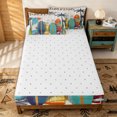 thumbnail image 4 of Erosebridal Retro Surfboard Zipper Twin Comforter Sets with Fitted Sheet and 2 Pillowcases for Boys Men, Tropical Palm Print Zipper Bedding Set, Orange Teal, Reversible, 4-Piece, 4 of 7