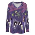thumbnail image 4 of Beetlejuice Womens T Shirts V Neck Long Sleeve Tops Causal Loose Summer T-Shirts 4XL, 4 of 7