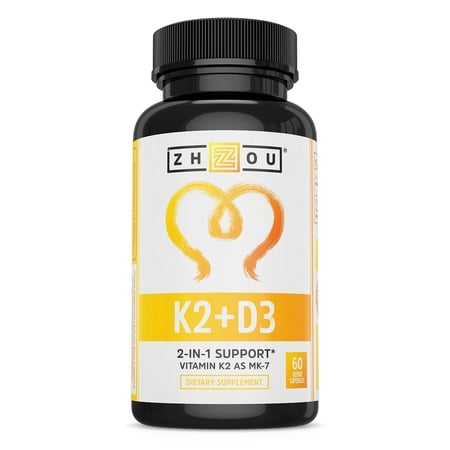 vitamin k2 (mk7) with d3 supplement - vitamin d & k complex - bone and heart health formula - 5000 iu vitamin d3 & 90 mcg vitamin k2 mk-7 - 60 small & easy to swallow vegetable capsules