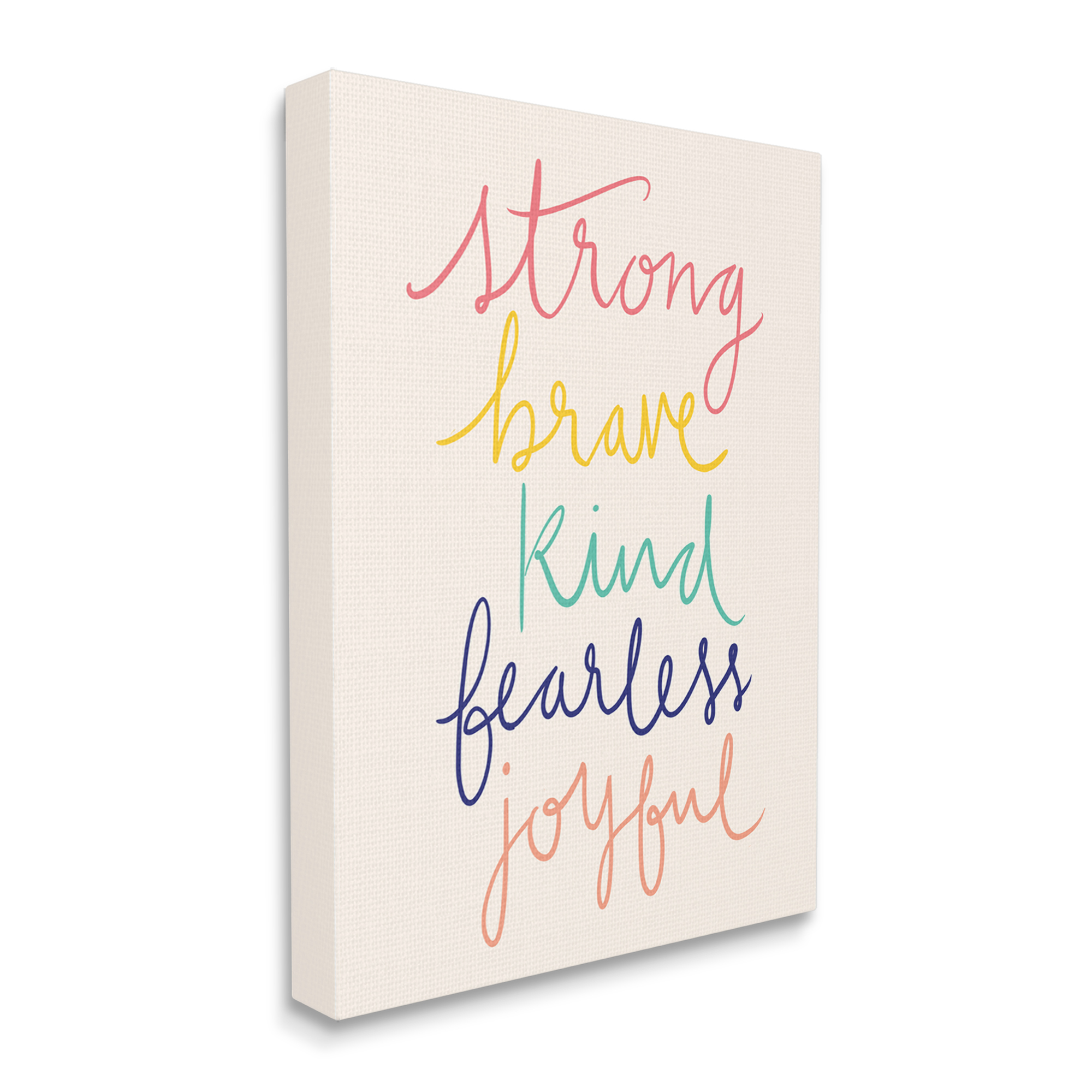 Stupell Industries Fearless Motivational Words Phrase Rainbow Calligraphy List Graphic Art Gallery Wrapped Canvas Print Wall Art, Design by Heather McLaughlin