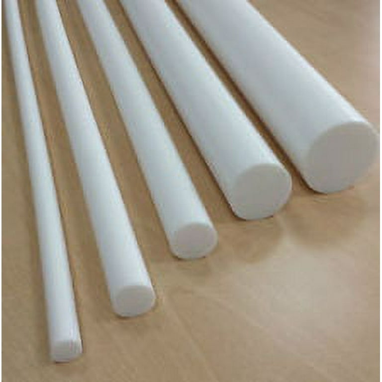 0.875 (7/8 inch) x 72 inches, PTFE Teflon Plastic Round Rod, White