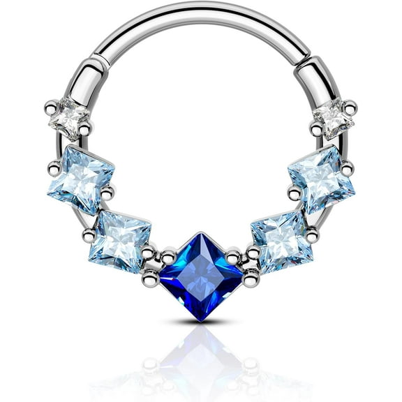 Colorful CZ Septum Rings, 16G Septum Jewelry, Dainty Helix Daith Earrings for Women, Stainless Steel Septum Daith Piercing Jewelry