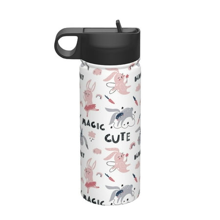 

Matuu Cute Magic Bunny for 18oz Durable Thermal Cups Keep Drinks Cold & Hot Insulated Coffee Mug with Lid (With Straw)